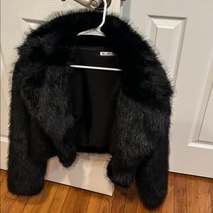 Chic Black Faux Fur Jacket